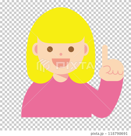 Illustration of a smiling woman pointing Illustration of a smiling woman pointing 118798691