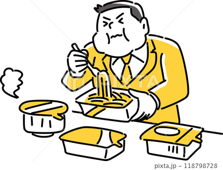 焼きそばを食べるメタボな会社員 焼きそばを食べるメタボな会社員 118798728