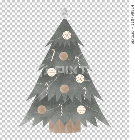 モノトーンの	背の高いクリスマスツリー　水彩タッチ 118799914