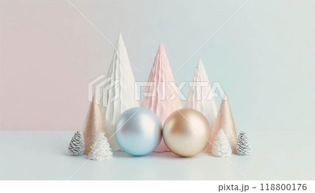 クリスマス　ツリー　オーナメント　3d　オブジェ　背景　フレーム 118800176