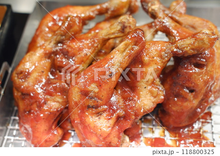 grilled chicken wings on barbecue grill grilled chicken wings on barbecue grill 118800325