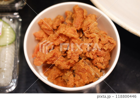 fried chicken with dipping sauce fried chicken with dipping sauce 118800446
