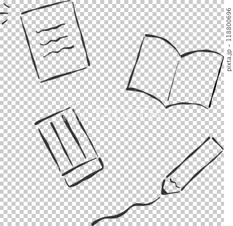 手描きのゆるい文房具の線画アイコン 手描きのゆるい文房具の線画アイコン 118800696