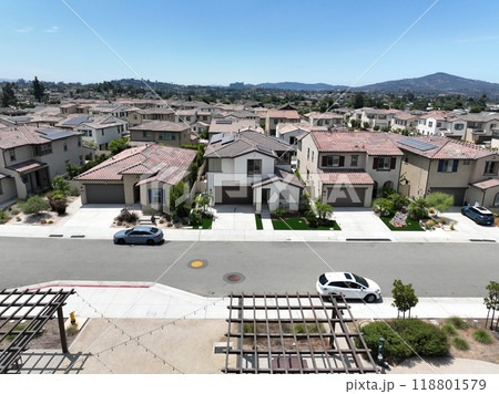 Aerial view of big houses community in Escondido, California 118801579