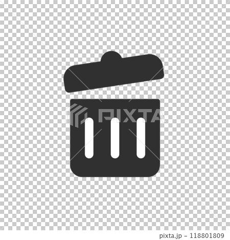蓋が開いている黒いゴミ箱のアイコン - ゴミや不要データがいっぱい貯まっている状態のイメージ素材 蓋が開いている黒いゴミ箱のアイコン - ゴミや不要データがいっぱい貯まっている状態のイメージ素材 118801809