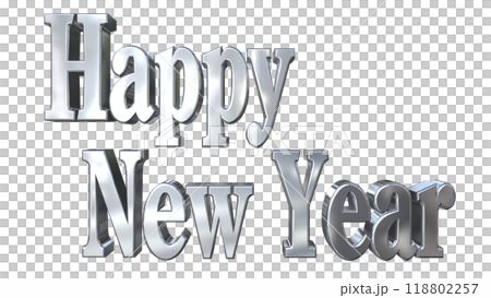 3DCG characters "Happy New Year" silver, silver 118802257