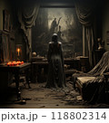 Gothic Lady in Mystical Room with Dark Painting 118802314