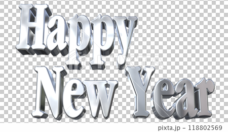 3DCG characters "Happy New Year" silver, silver 118802569