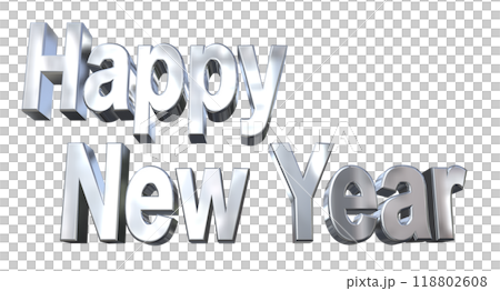 3DCG characters "Happy New Year" silver, silver 118802608