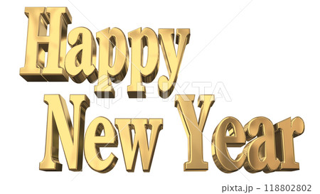 3DCG文字「Happy New Year/ハッピーニューイヤー」ゴールド,金 3DCG文字「Happy New Year/ハッピーニューイヤー」ゴールド,金 118802802