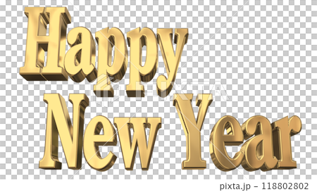 3DCG文字「Happy New Year/ハッピーニューイヤー」ゴールド,金 3DCG文字「Happy New Year/ハッピーニューイヤー」ゴールド,金 118802802