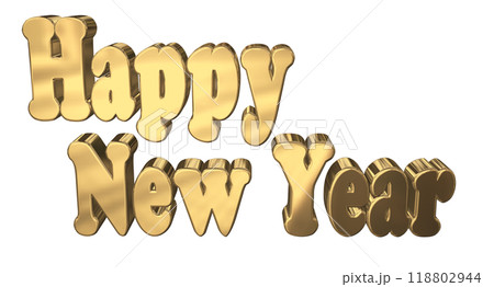 3DCG文字「Happy New Year/ハッピーニューイヤー」ゴールド,金 3DCG文字「Happy New Year/ハッピーニューイヤー」ゴールド,金 118802944