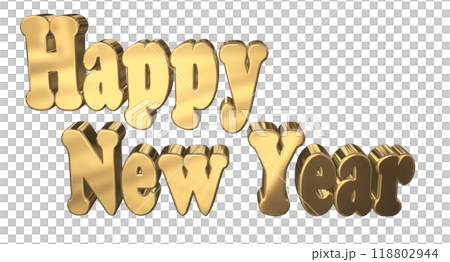 3DCG文字「Happy New Year/ハッピーニューイヤー」ゴールド,金 3DCG文字「Happy New Year/ハッピーニューイヤー」ゴールド,金 118802944
