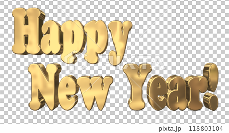3DCG文字「Happy New Year/ハッピーニューイヤー」ゴールド,金 3DCG文字「Happy New Year/ハッピーニューイヤー」ゴールド,金 118803104