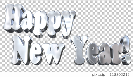 3DCG characters "Happy New Year" silver, silver 3DCG characters "Happy New Year" silver, silver 118803213