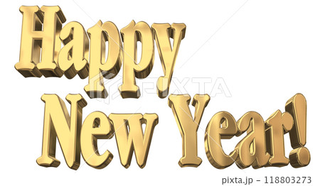 3DCG文字「Happy New Year/ハッピーニューイヤー」ゴールド,金 3DCG文字「Happy New Year/ハッピーニューイヤー」ゴールド,金 118803273
