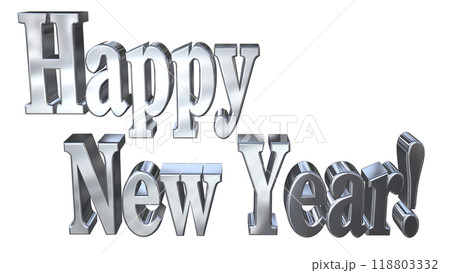3DCG文字「Happy New Year/ハッピーニューイヤー」シルバー,銀 3DCG文字「Happy New Year/ハッピーニューイヤー」シルバー,銀 118803332
