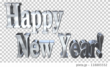 3DCG文字「Happy New Year/ハッピーニューイヤー」シルバー,銀 3DCG文字「Happy New Year/ハッピーニューイヤー」シルバー,銀 118803332