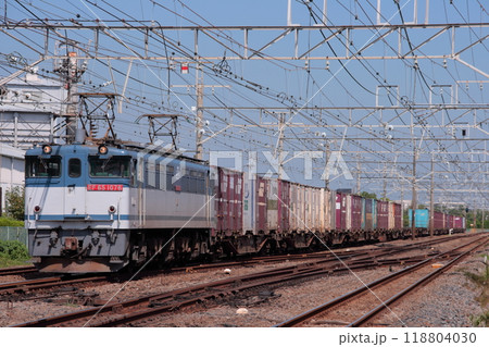 長大編成で東海道貨物線を走行するEF65-1076牽引の貨物列車_2009/9/7撮影 長大編成で東海道貨物線を走行するEF65-1076牽引の貨物列車_2009/9/7撮影 118804030