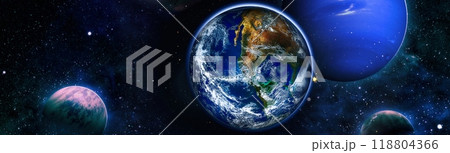 Earth from space. Earth globe with stars and nebula background. Earth, Galaxy and Sun from space. Blue Sunrise.Elements of this image furnished by NASA. Earth from space. Earth globe with stars and nebula background. Earth, Galaxy and Sun from space. Blue Sunrise.Elements of this image furnished by NASA. 118804366