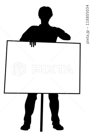 Protest Rally March Picket Sign Silhouette Person 118805034