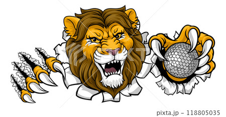 Lion Golf Animal Sports Team Mascot 118805035