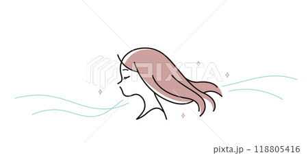 髪が風になびく女性のイラスト 髪が風になびく女性のイラスト 118805416