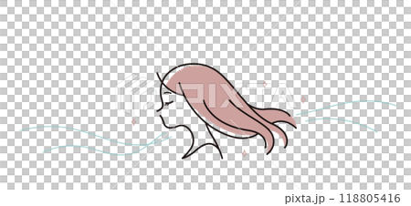 髪が風になびく女性のイラスト 髪が風になびく女性のイラスト 118805416