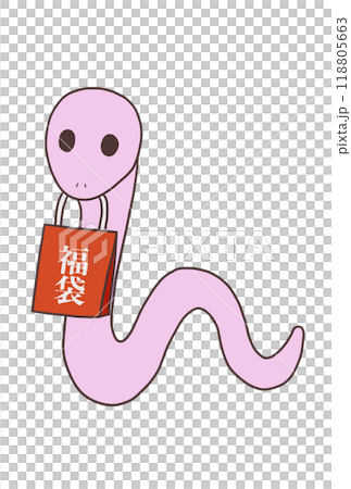 福袋を咥えて持つ蛇（通常・ピンク） 118805663