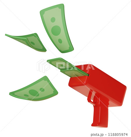 Money Gun Cash Cannon 3D graphics with money pouring out 118805974