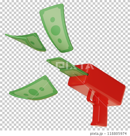 Money Gun Cash Cannon 3D graphics with money pouring out 118805974