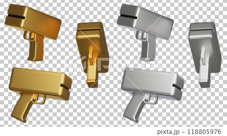 gold and silver money gun cash cannon 3D graphics gold and silver money gun cash cannon 3D graphics 118805976