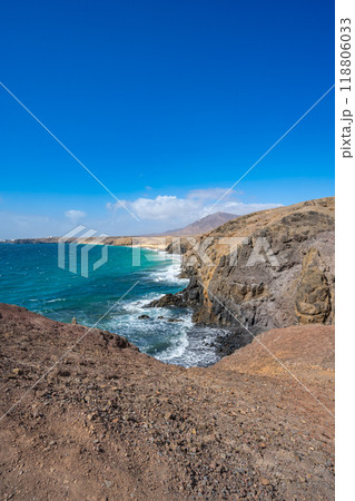 Papagayo beaches on the Canary Island of Lanzarote in the Atlantic Ocean 118806033