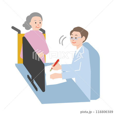 医師の診察を受けて、診断書を書いてもらう女性 医師の診察を受けて、診断書を書いてもらう女性 118806389
