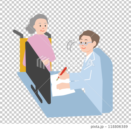 医師の診察を受けて、診断書を書いてもらう女性 医師の診察を受けて、診断書を書いてもらう女性 118806389