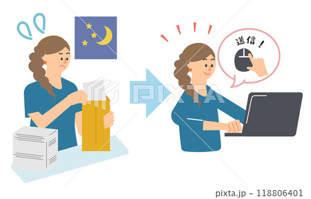 経理作業が自動化されて楽になった女性 経理作業が自動化されて楽になった女性 118806401