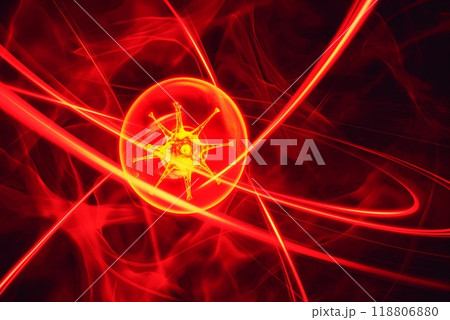 Atomic Structure Concept with Glowing Red Lines. High quality photo 118806880
