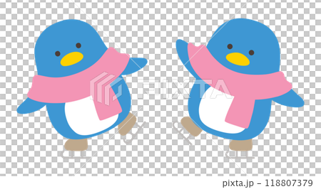 スケートするペンギンのベクターイラスト。冬、マフラー、鳥 118807379