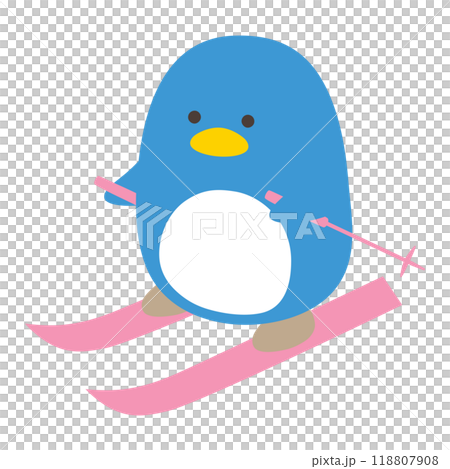 Vector illustration of a penguin skiing. Winter, winter sports, birds Vector illustration of a penguin skiing. Winter, winter sports, birds 118807908