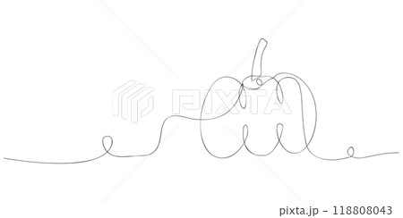 Pumpkin cartoon continuous line drawing art for halloween, autumn, festival and illustration. Editable Stroke Pumpkin cartoon continuous line drawing art for halloween, autumn, festival and illustration. Editable Stroke 118808043