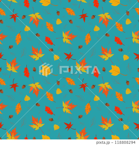 Autumn leaves, autumn ornament, leaves, seamless pattern 118808294
