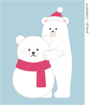 雪だるまを作る白熊のベクターイラスト。冬、マフラー、帽子、シロクマ、ホッキョクグマ、クリスマス 雪だるまを作る白熊のベクターイラスト。冬、マフラー、帽子、シロクマ、ホッキョクグマ、クリスマス 118808679