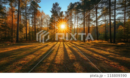 Sunny autumn day in the forest 118809390