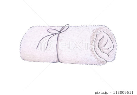 Towel. Spa collection. Watercolor illustration on white background Towel. Spa collection. Watercolor illustration on white background 118809611