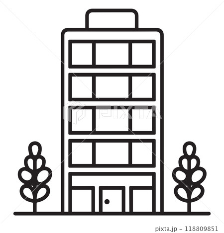 Minimalistic Building Outline Vector Icon for Urban Planning Real Estate and Modern Office Design, Svg, Png, Transparent Background 118809851