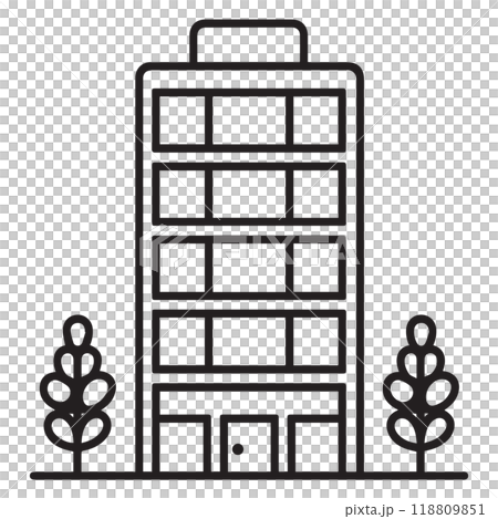 Minimalistic Building Outline Vector Icon for Urban Planning Real Estate and Modern Office Design, Svg, Png, Transparent Background 118809851