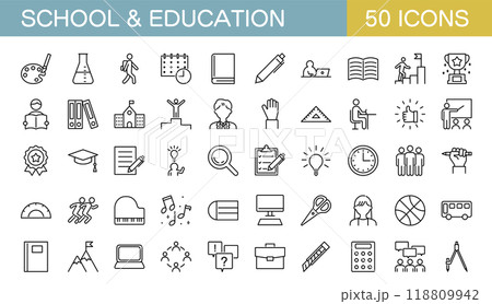学校や教育、勉強に関するアイコンセット 学校や教育、勉強に関するアイコンセット 118809942
