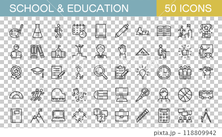 学校や教育、勉強に関するアイコンセット 学校や教育、勉強に関するアイコンセット 118809942