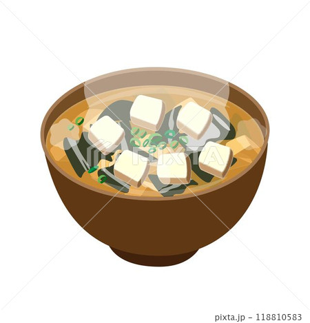 味噌汁　湯気　お椀焦茶色 118810583