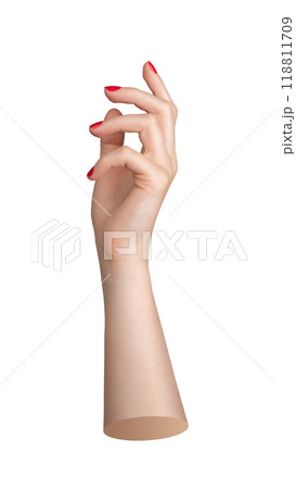 Hand gesture, fingers gently reaching out up, touching, outstretched, delicate movement, isolated on Hand gesture, fingers gently reaching out up, touching, outstretched, delicate movement, isolated on 118811709